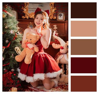 Christmas Concept Beautiful Girl Christmas Image